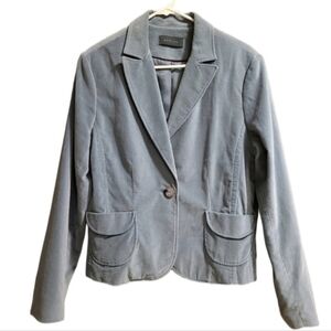 Manties Velvet Blazer Wood Button Front Long Sleeves Flap Pockets Green Vintage